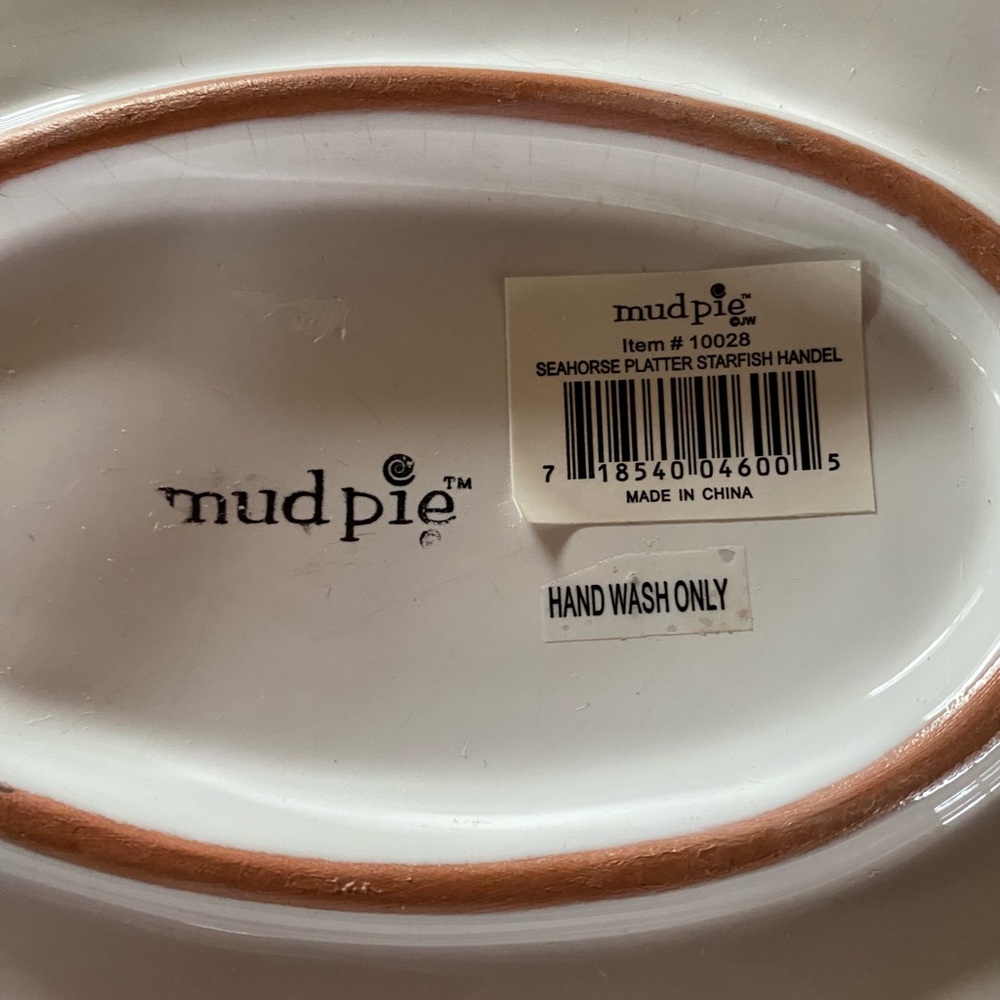 BNWT MUD PIE White Starfish Platter and Serve ware Set w/ Silver Olive Design - Picture 12 of 15